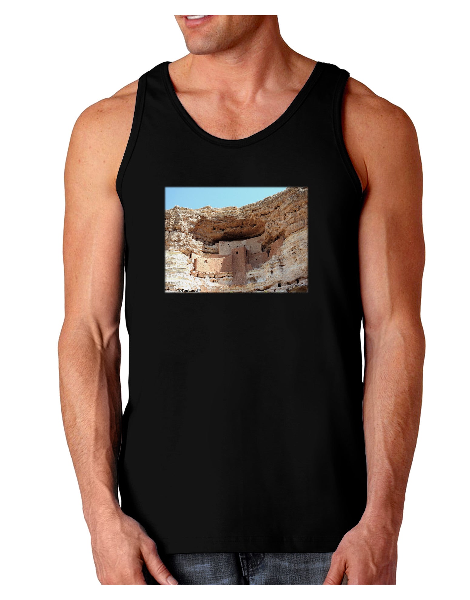 Montezuma Castle Arizona Dark Loose Tank Top-Mens Loose Tank Top-TooLoud-Black-Small-Davson Sales