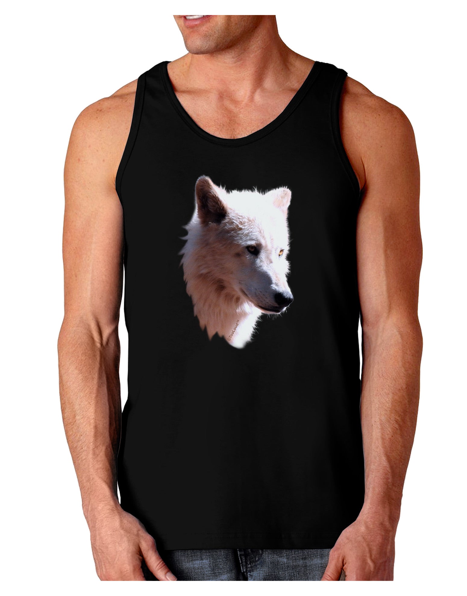 Magnificent White Wolf Head Dark Loose Tank Top-Mens Loose Tank Top-TooLoud-Black-Small-Davson Sales