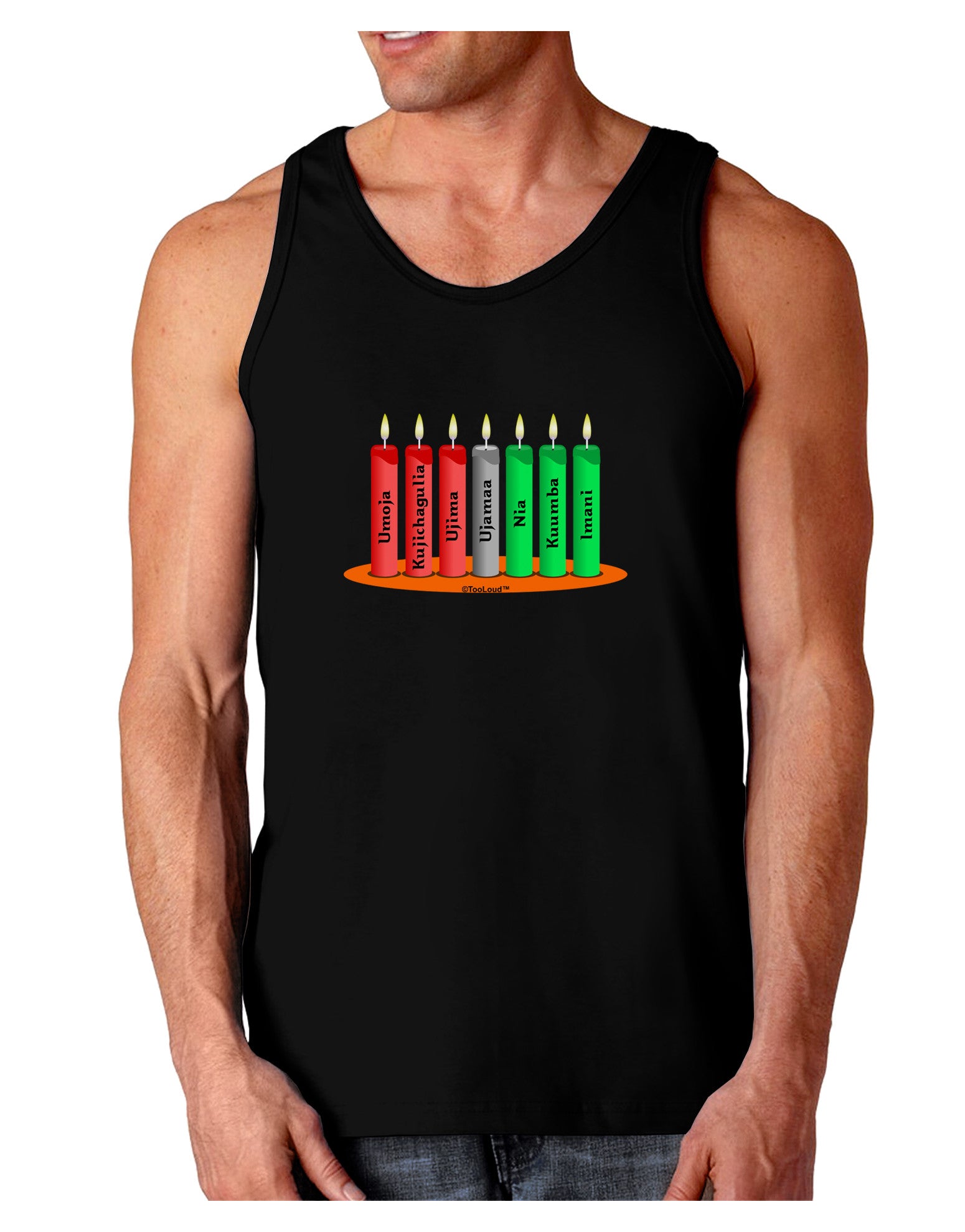 Kwanzaa Candles 7 Principles Dark Loose Tank Top-Mens Loose Tank Top-TooLoud-Black-Small-Davson Sales