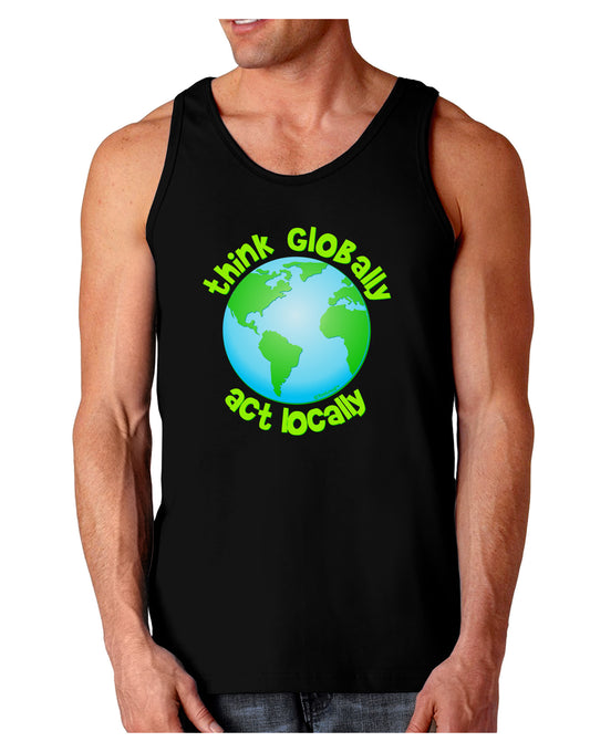Think Globally Act Locally - Globe Dark Loose Tank Top-Mens Loose Tank Top-TooLoud-Black-Small-Davson Sales