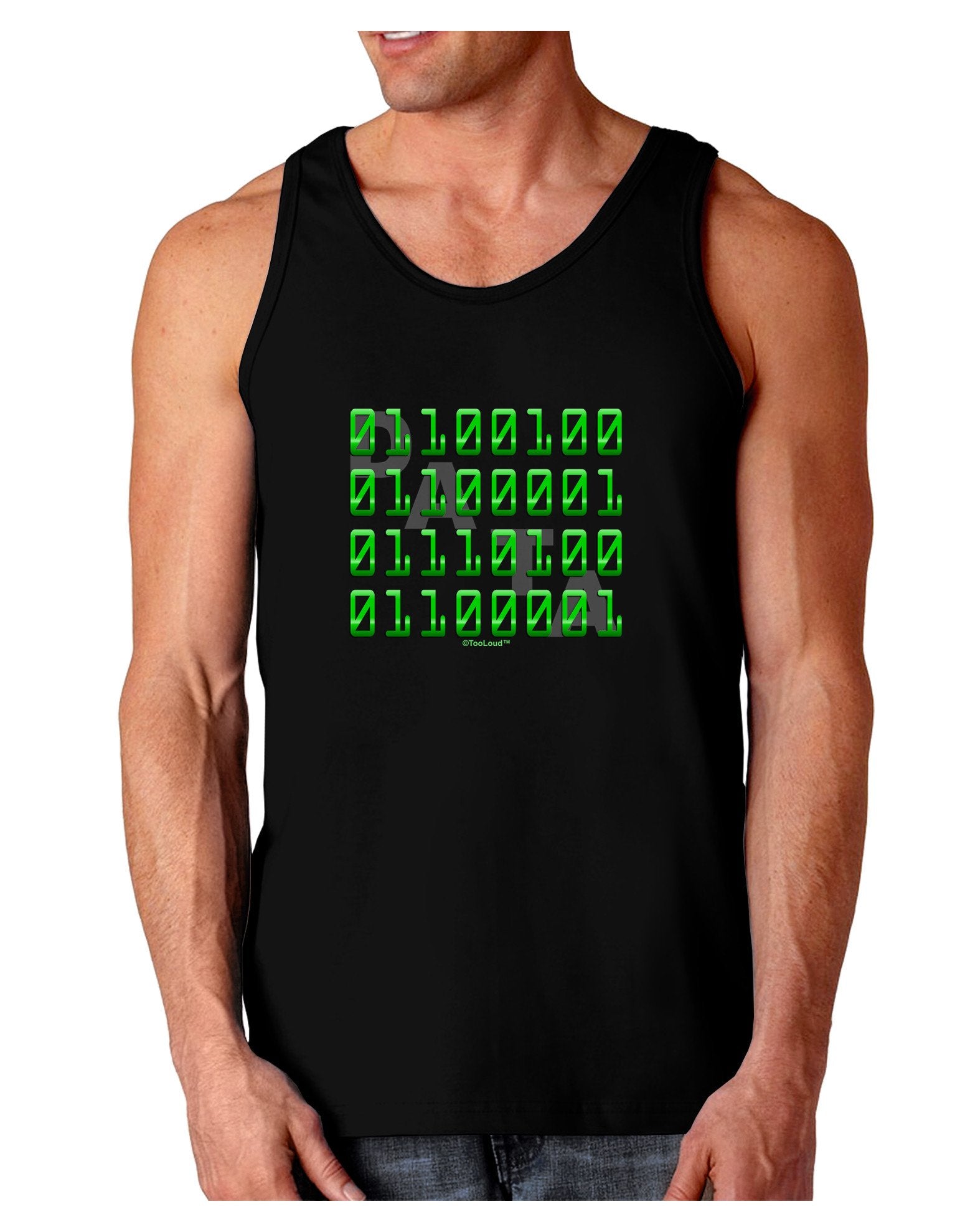 Binary Data Green Dark Loose Tank Top-Mens Loose Tank Top-TooLoud-Black-XXX-Large-Davson Sales