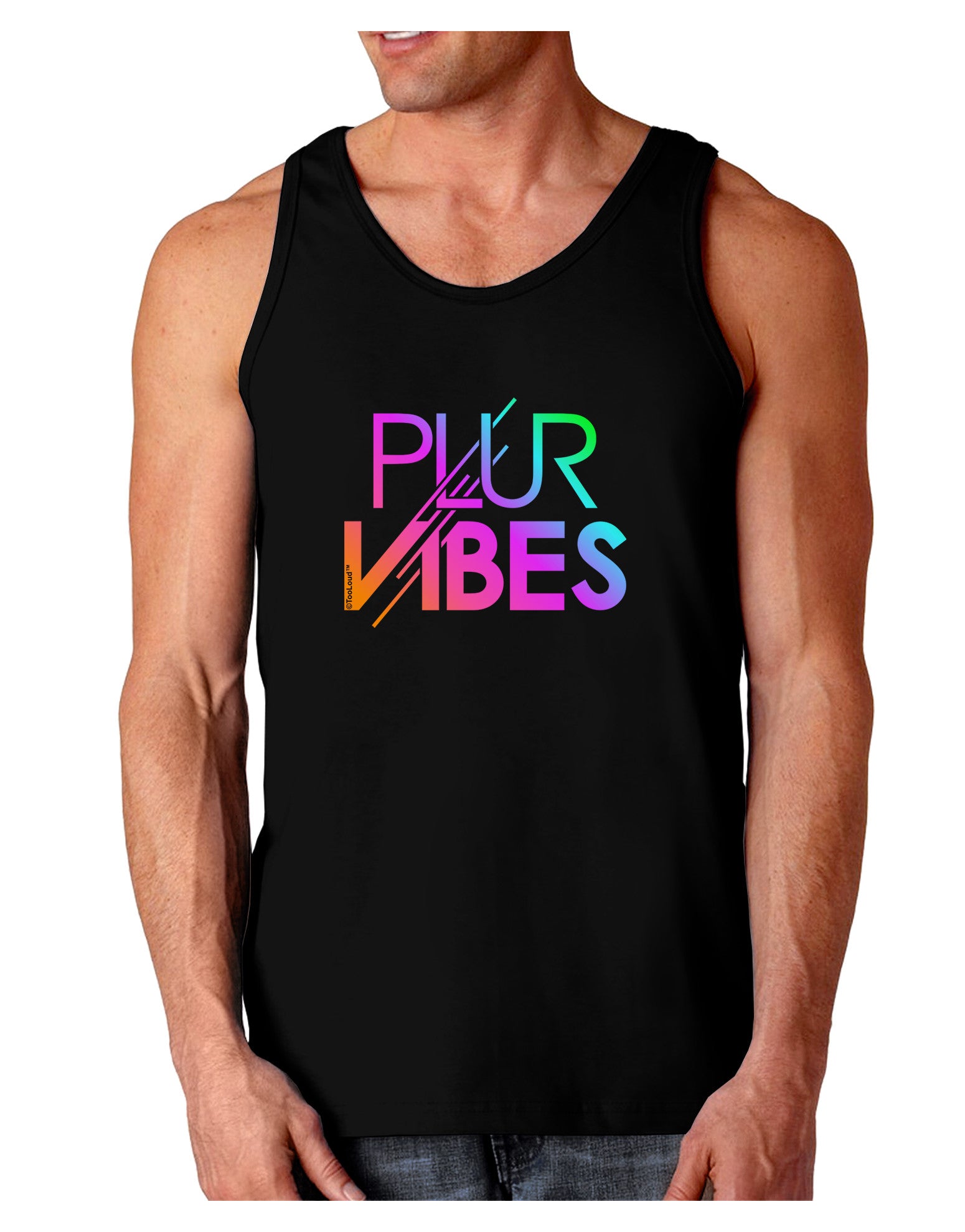 PLUR Vibes Dark Loose Tank Top-Mens Loose Tank Top-TooLoud-Black-Small-Davson Sales