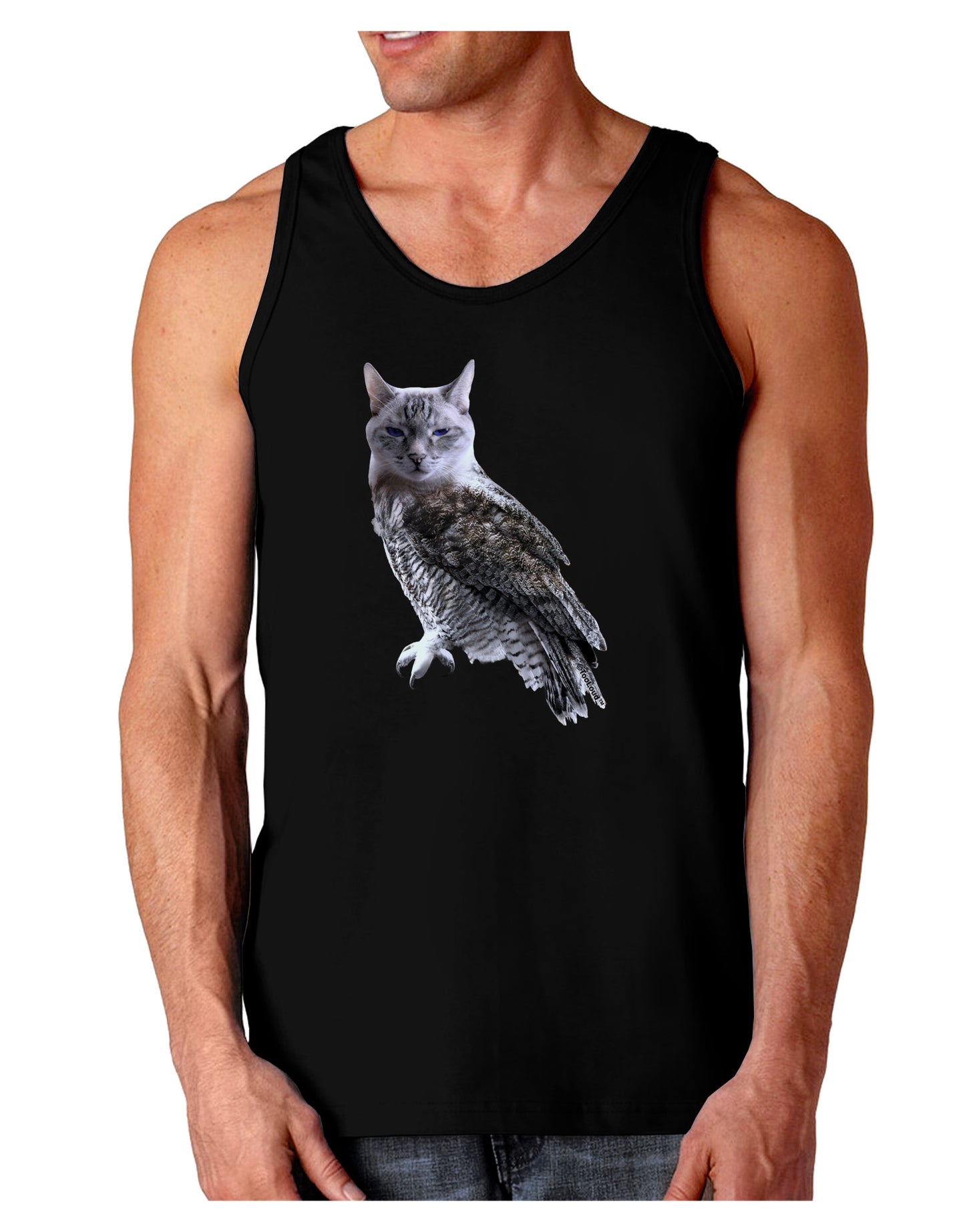 Lucky Cat Owl Dark Loose Tank Top-Mens Loose Tank Top-TooLoud-Black-Small-Davson Sales
