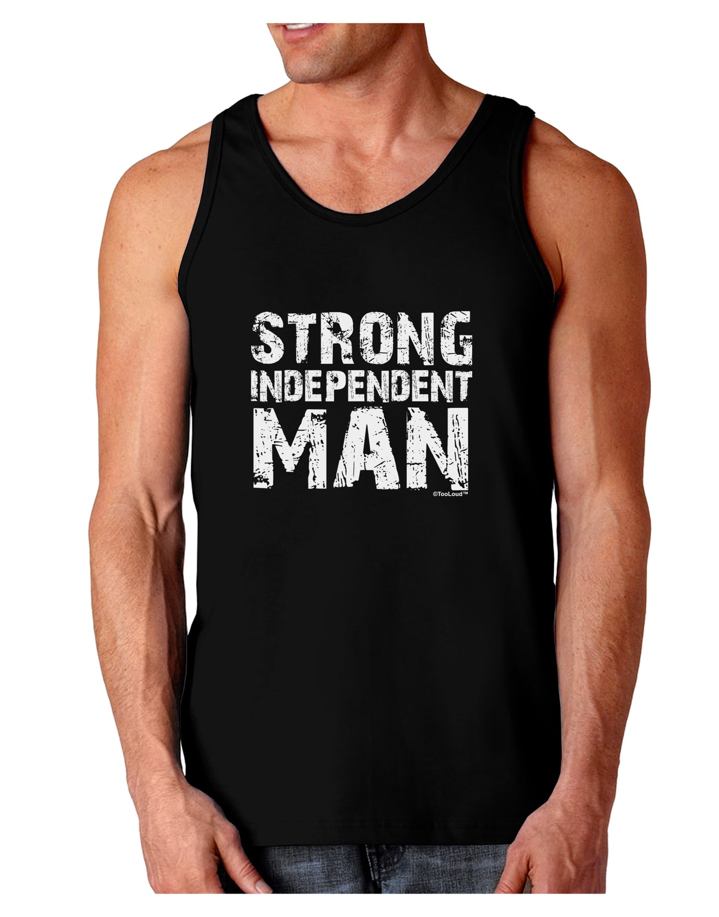 Strong Independent Man Dark Loose Tank Top-Mens Loose Tank Top-TooLoud-Black-Small-Davson Sales