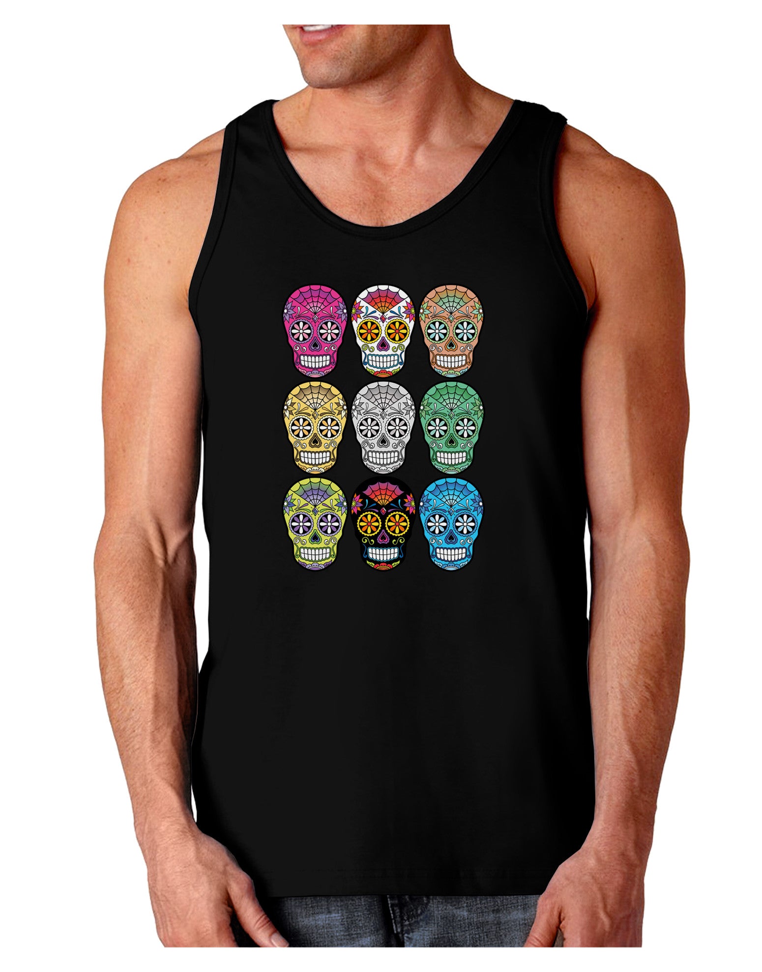 Dia de los Muertos Calaveras Sugar Skulls Dark Loose Tank Top-Mens Loose Tank Top-TooLoud-Black-Small-Davson Sales