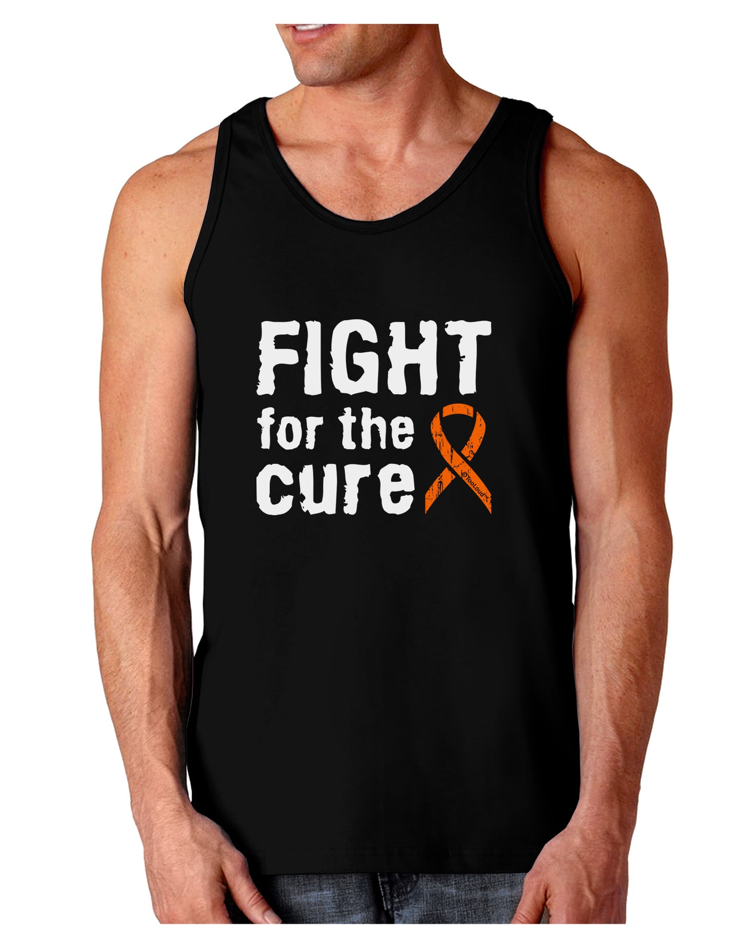 Fight for the Cure - Orange Ribbon Leukemia Dark Loose Tank Top-Mens Loose Tank Top-TooLoud-Black-Small-Davson Sales