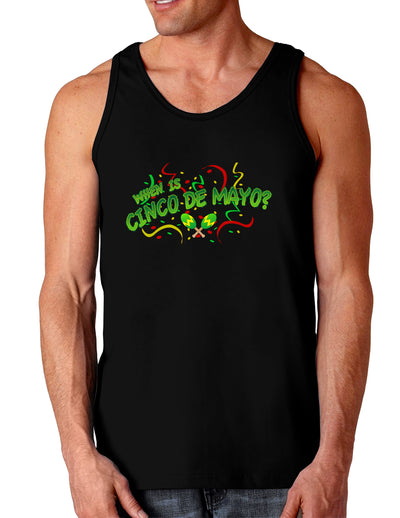 When is Cinco de Mayo? Dark Loose Tank Top-Mens Loose Tank Top-TooLoud-Black-Small-Davson Sales