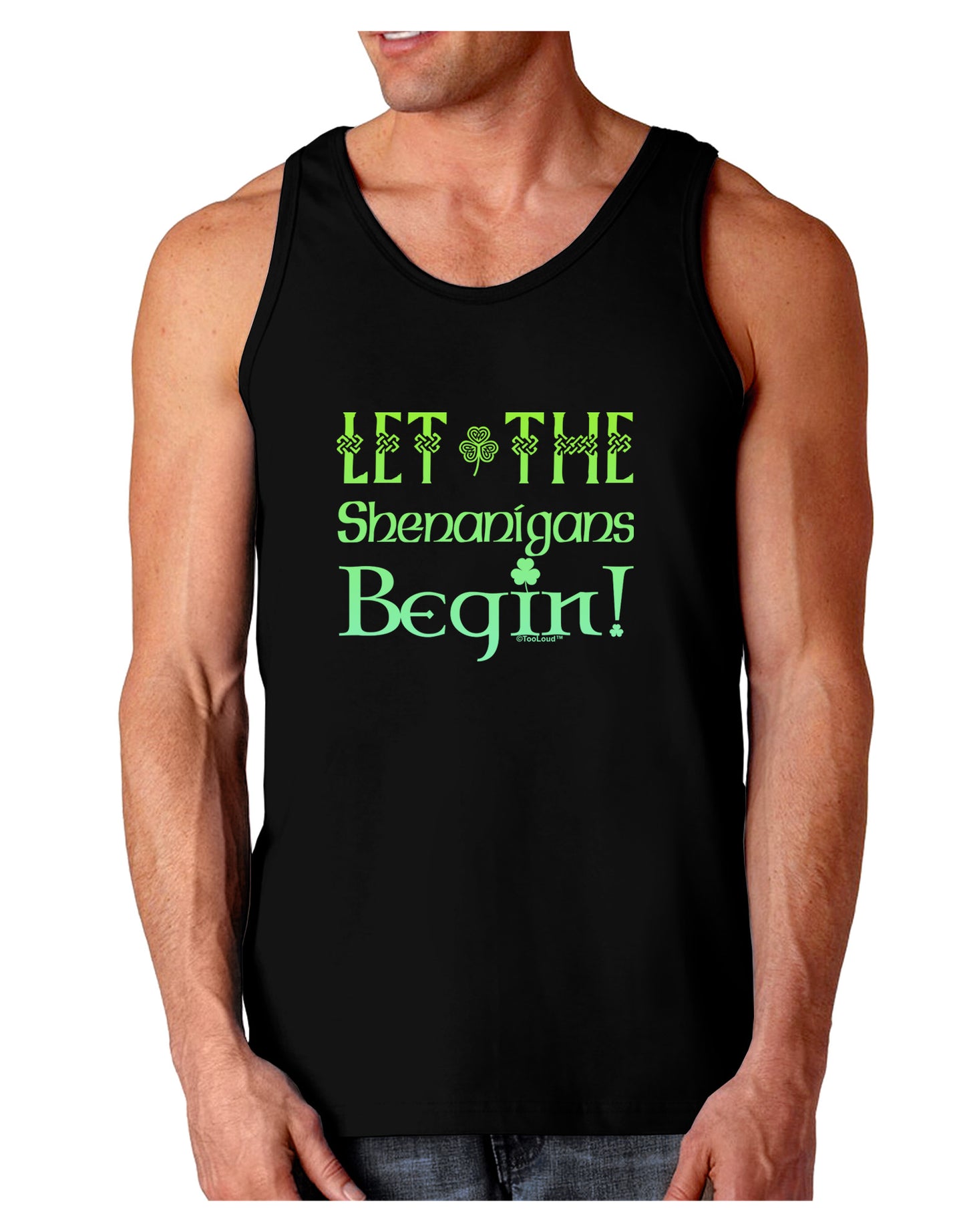 Let the Shenanigans Begin Dark Loose Tank Top-Mens Loose Tank Top-TooLoud-Black-Small-Davson Sales
