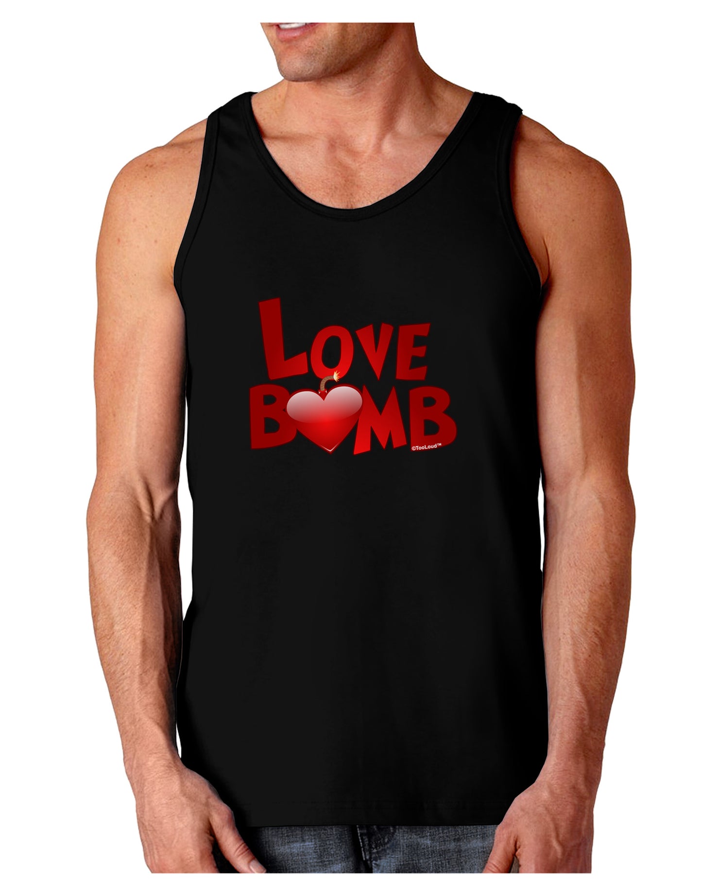 Love Bomb Text Dark Loose Tank Top-Mens Loose Tank Top-TooLoud-Black-Small-Davson Sales