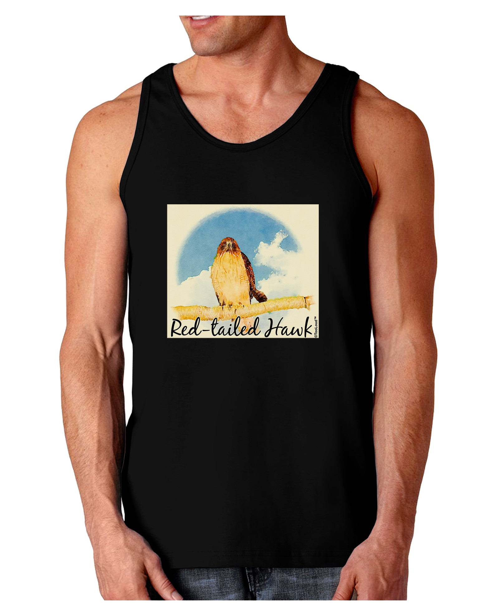 Red-tailed Hawk Text Dark Loose Tank Top-Mens Loose Tank Top-TooLoud-Black-Small-Davson Sales