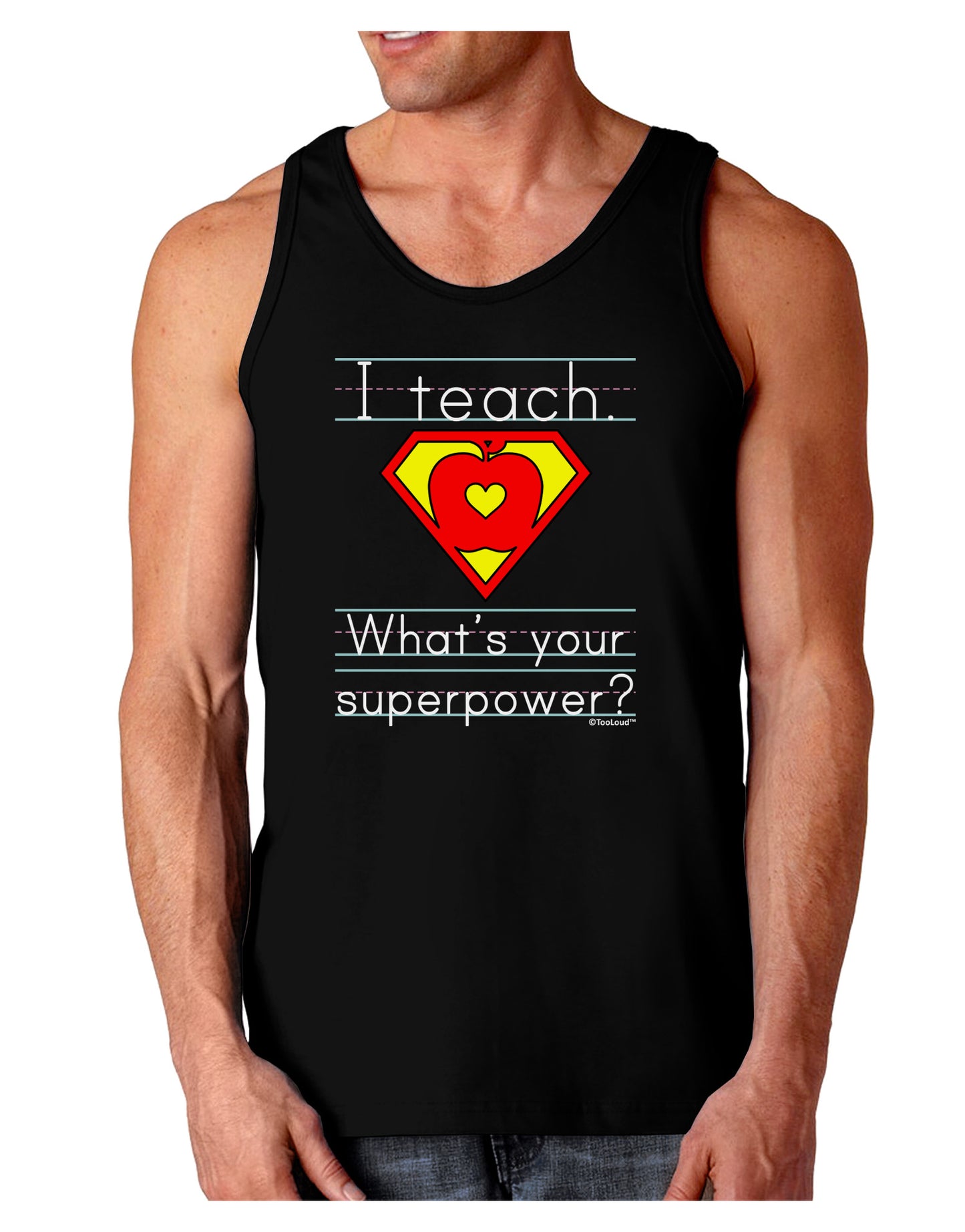I Teach - What's Your Superpower Dark Loose Tank Top-Mens Loose Tank Top-TooLoud-Black-Small-Davson Sales