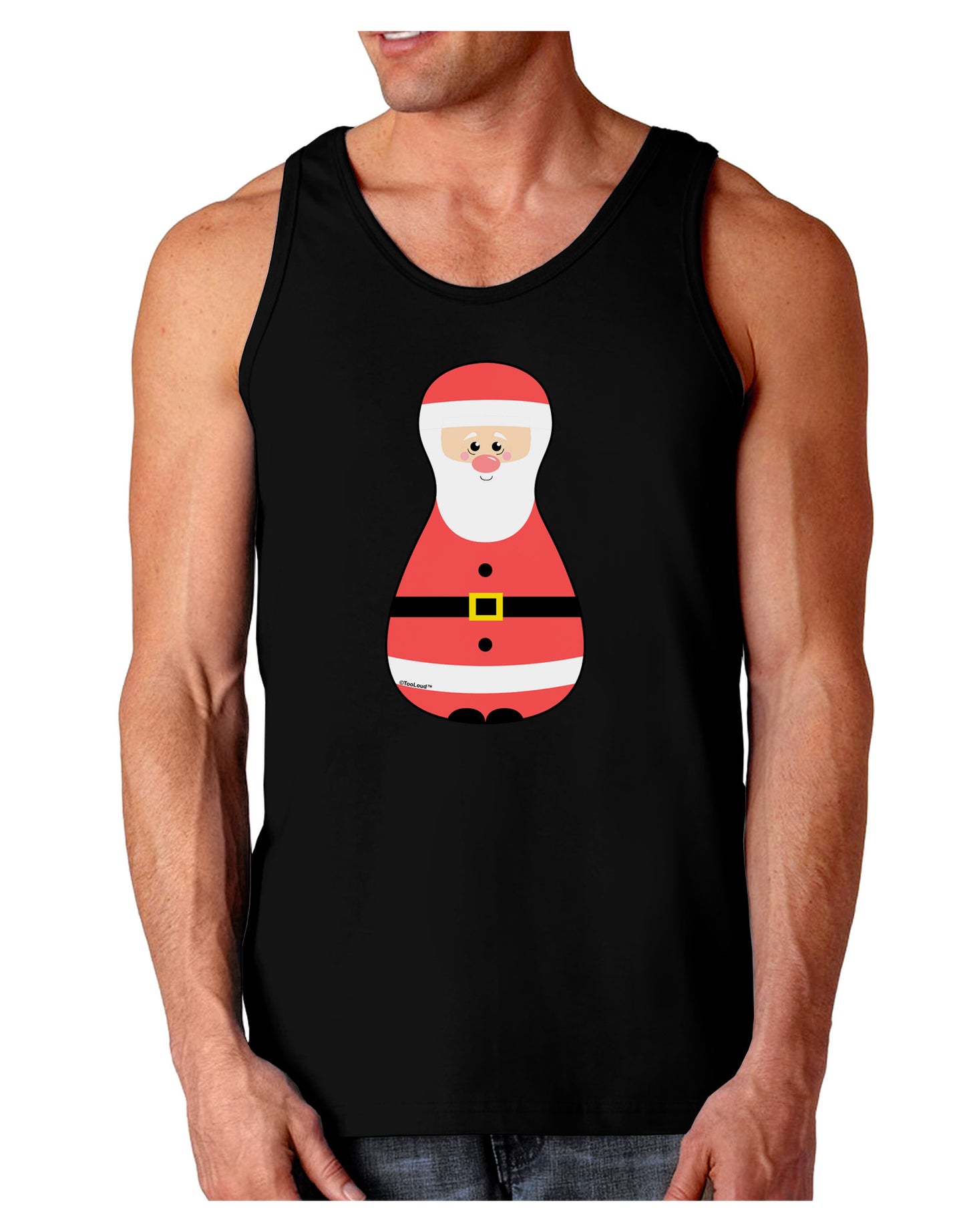 Cute Santa Matryoshka Nesting Doll - Christmas Dark Loose Tank Top-Mens Loose Tank Top-TooLoud-Black-Small-Davson Sales