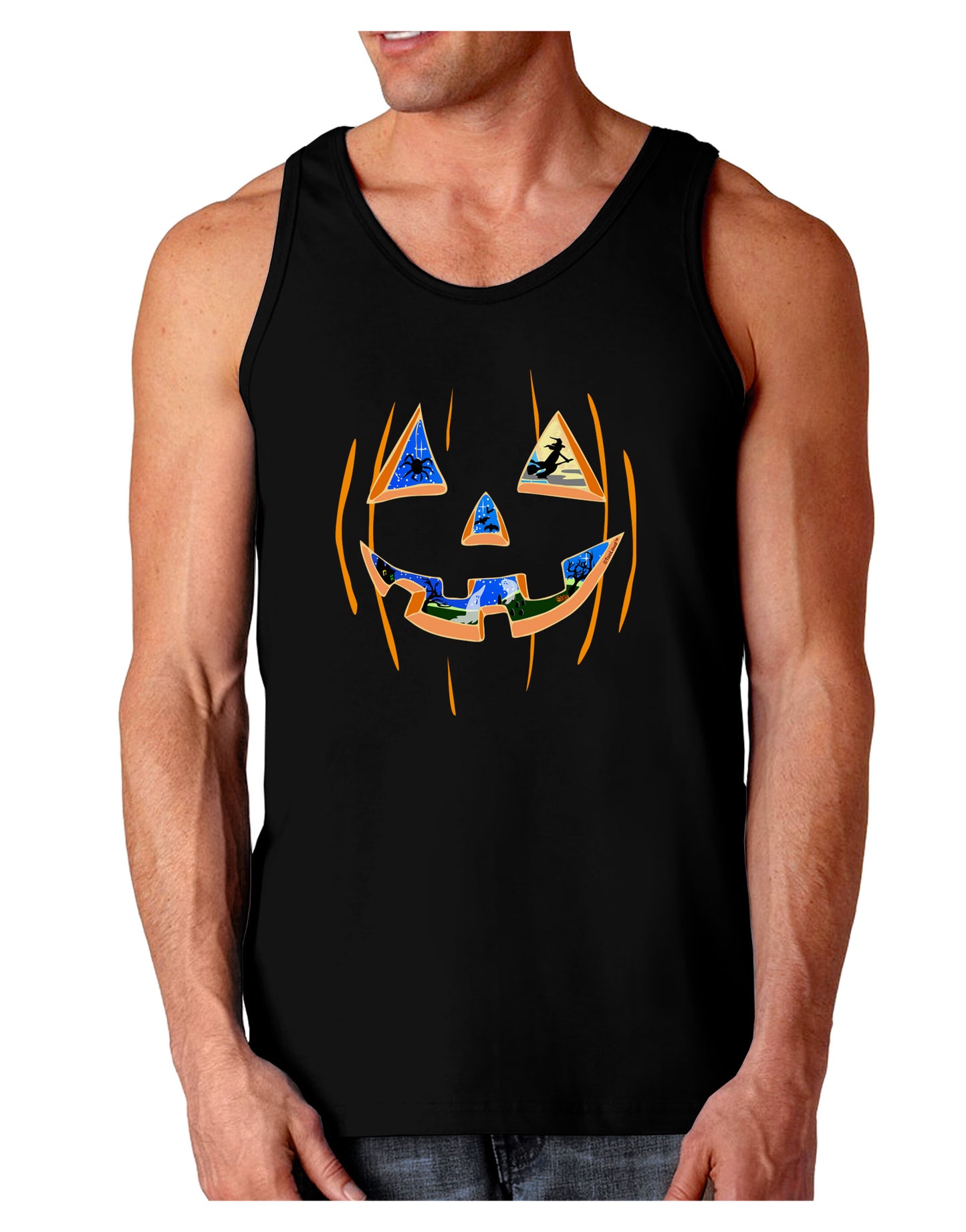 Jack O Lanterns Point of View Pumpkin Dark Loose Tank Top-Mens Loose Tank Top-TooLoud-Black-Small-Davson Sales