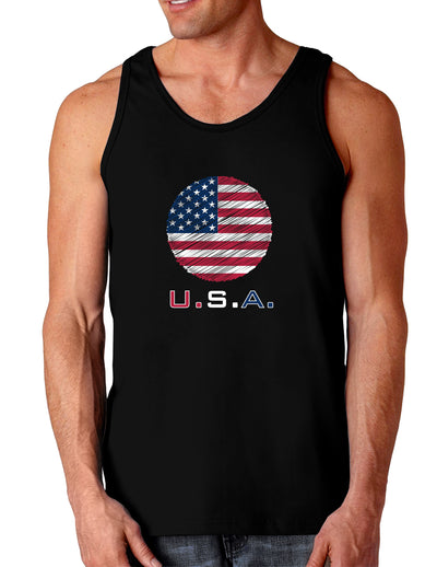 American Flag Scribble Dark Loose Tank Top-Mens Loose Tank Top-TooLoud-Black-Small-Davson Sales