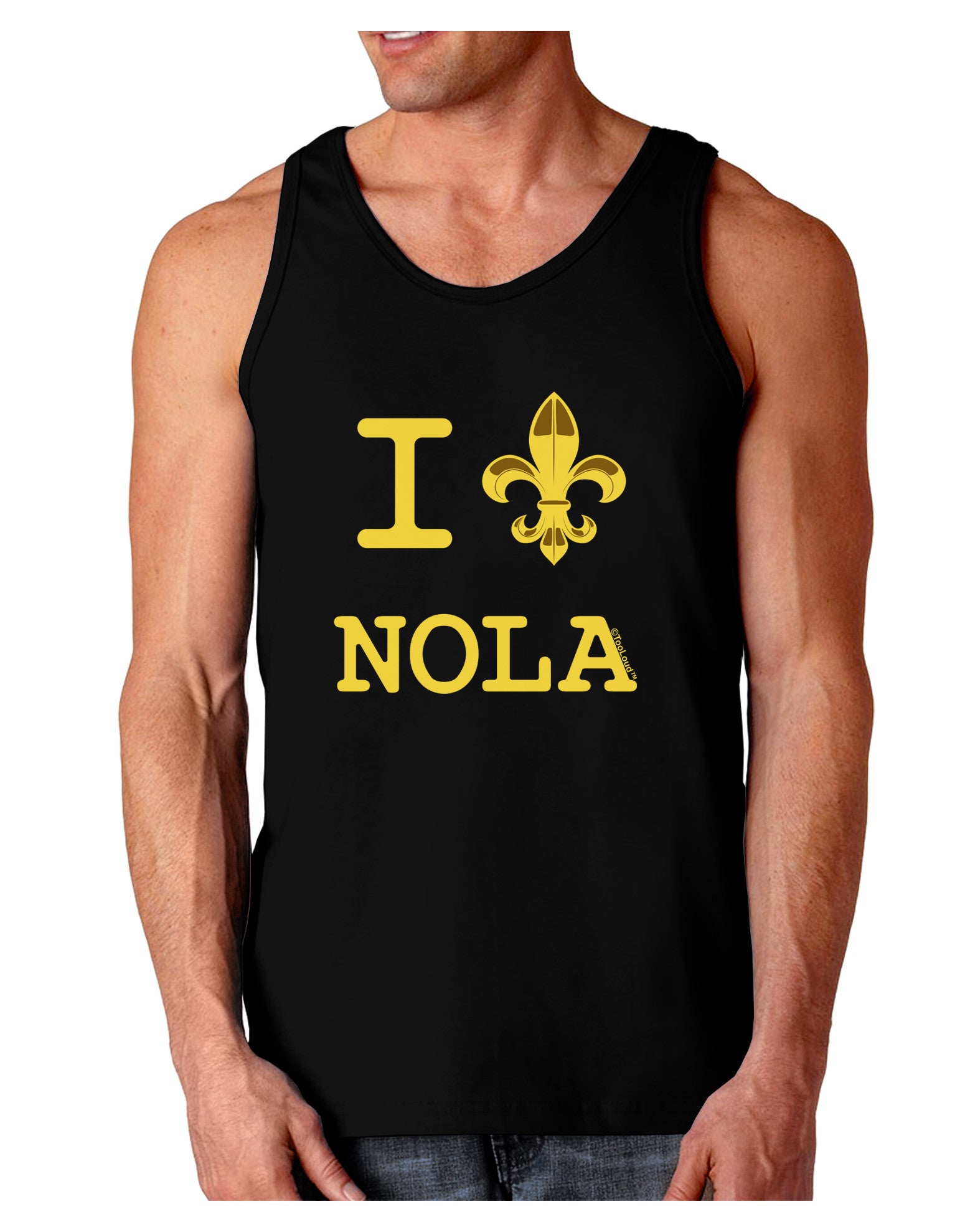 I Love NOLA Fleur de Lis Dark Loose Tank Top-Mens Loose Tank Top-TooLoud-Black-Small-Davson Sales