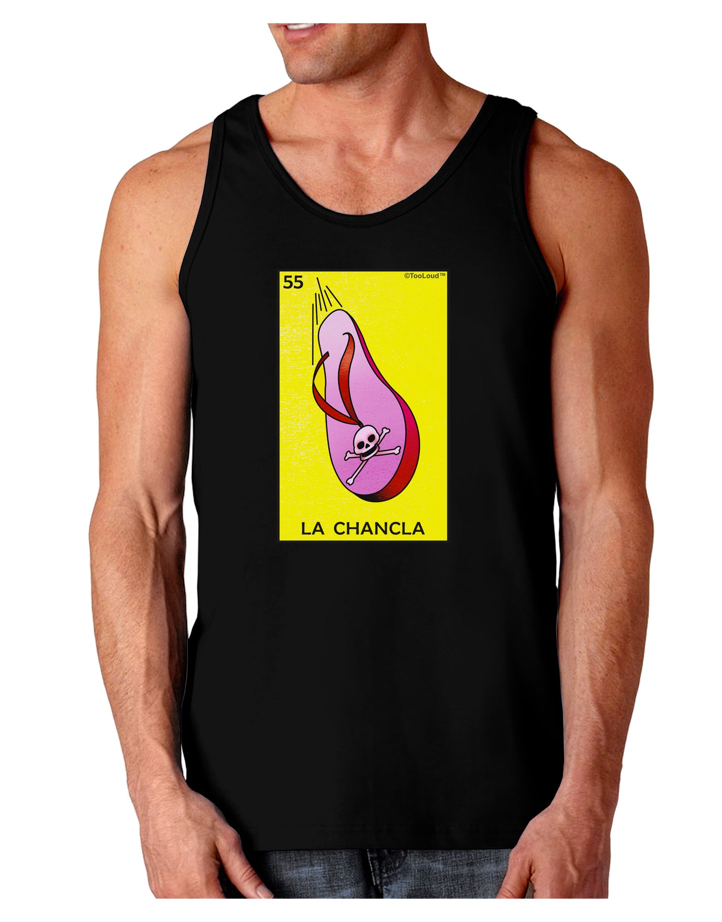 La Chancla Loteria Solid Dark Loose Tank Top by-Mens Loose Tank Top-TooLoud-Black-Small-Davson Sales