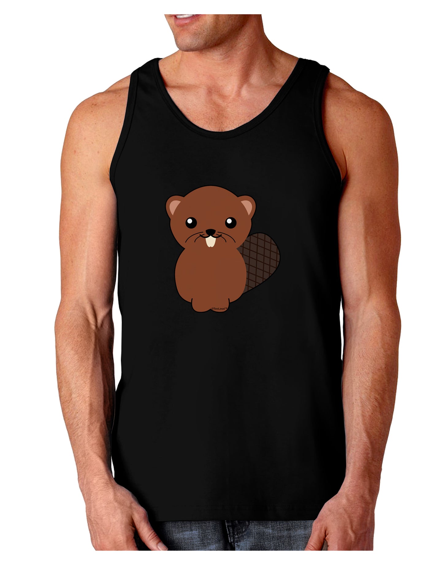 Cute Beaver Dark Loose Tank Top-Mens Loose Tank Top-TooLoud-Black-Small-Davson Sales