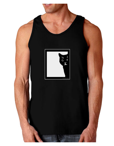 Cat Peeking Dark Loose Tank Top by TooLoud-Mens Loose Tank Top-TooLoud-Black-Small-Davson Sales