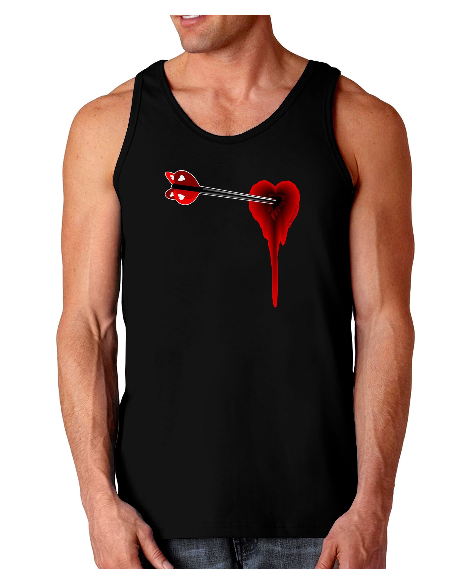 Cupid's Arrow Heart Shot Wound Dark Loose Tank Top-Mens Loose Tank Top-TooLoud-Black-Small-Davson Sales