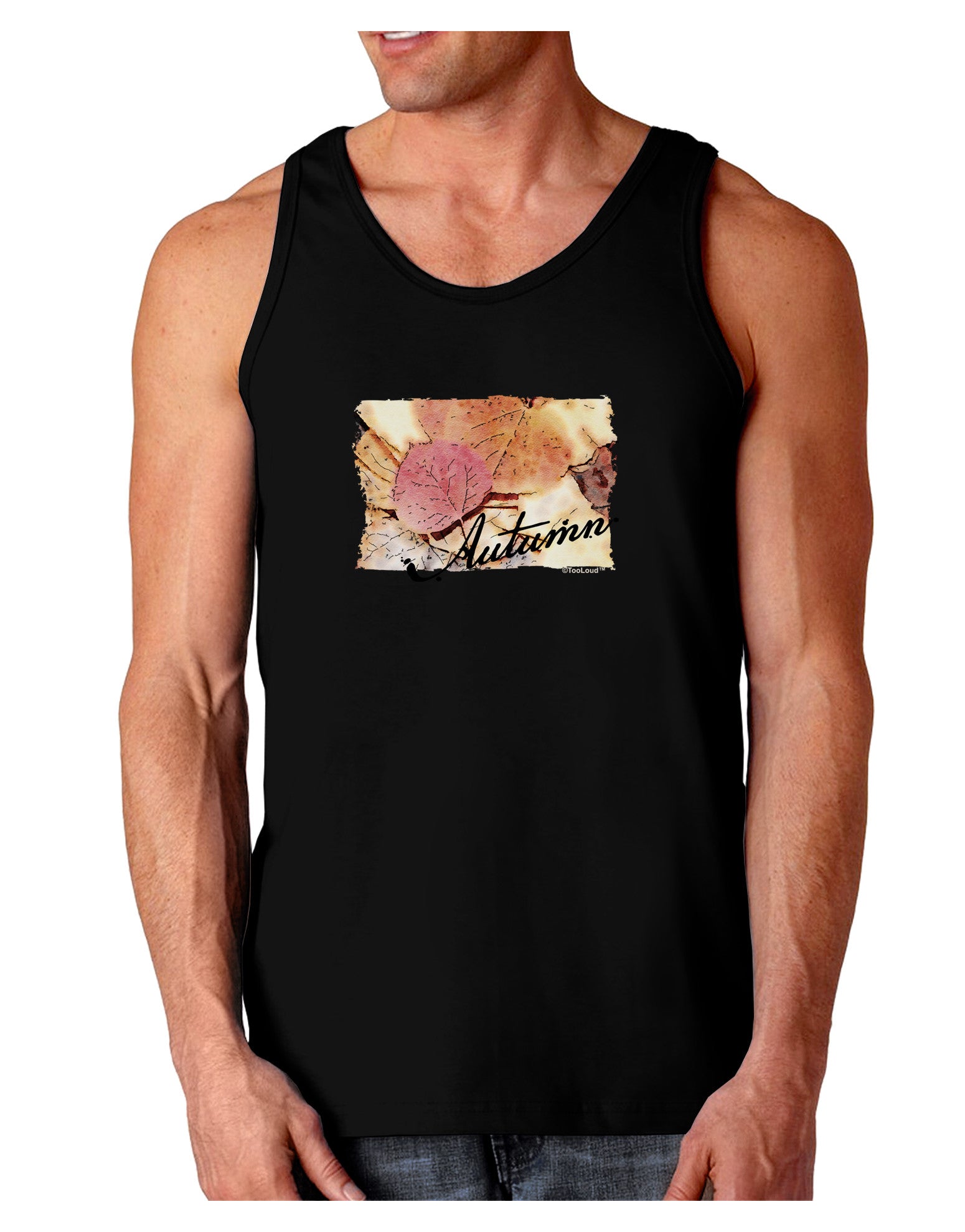 Colorado - Autumn WaterColor Text Dark Loose Tank Top-Mens Loose Tank Top-TooLoud-Black-Small-Davson Sales