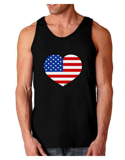 American Flag Heart Design Dark Loose Tank Top by TooLoud-Mens Loose Tank Top-TooLoud-Black-Small-Davson Sales