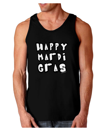 Happy Mardi Gras Text 2 BnW Dark Loose Tank Top-Mens Loose Tank Top-TooLoud-Black-Small-Davson Sales