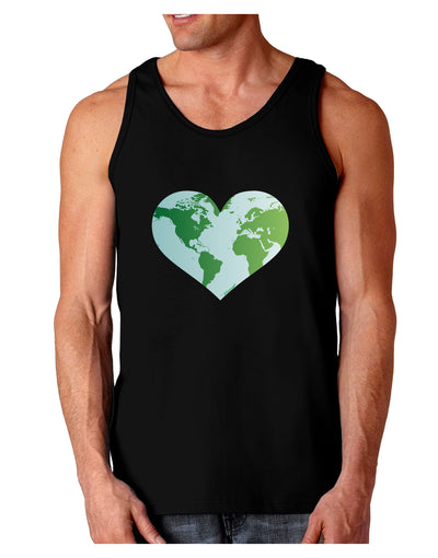 TooLoud World Globe Heart Dark Loose Tank Top-Mens Loose Tank Top-TooLoud-Black-Small-Davson Sales