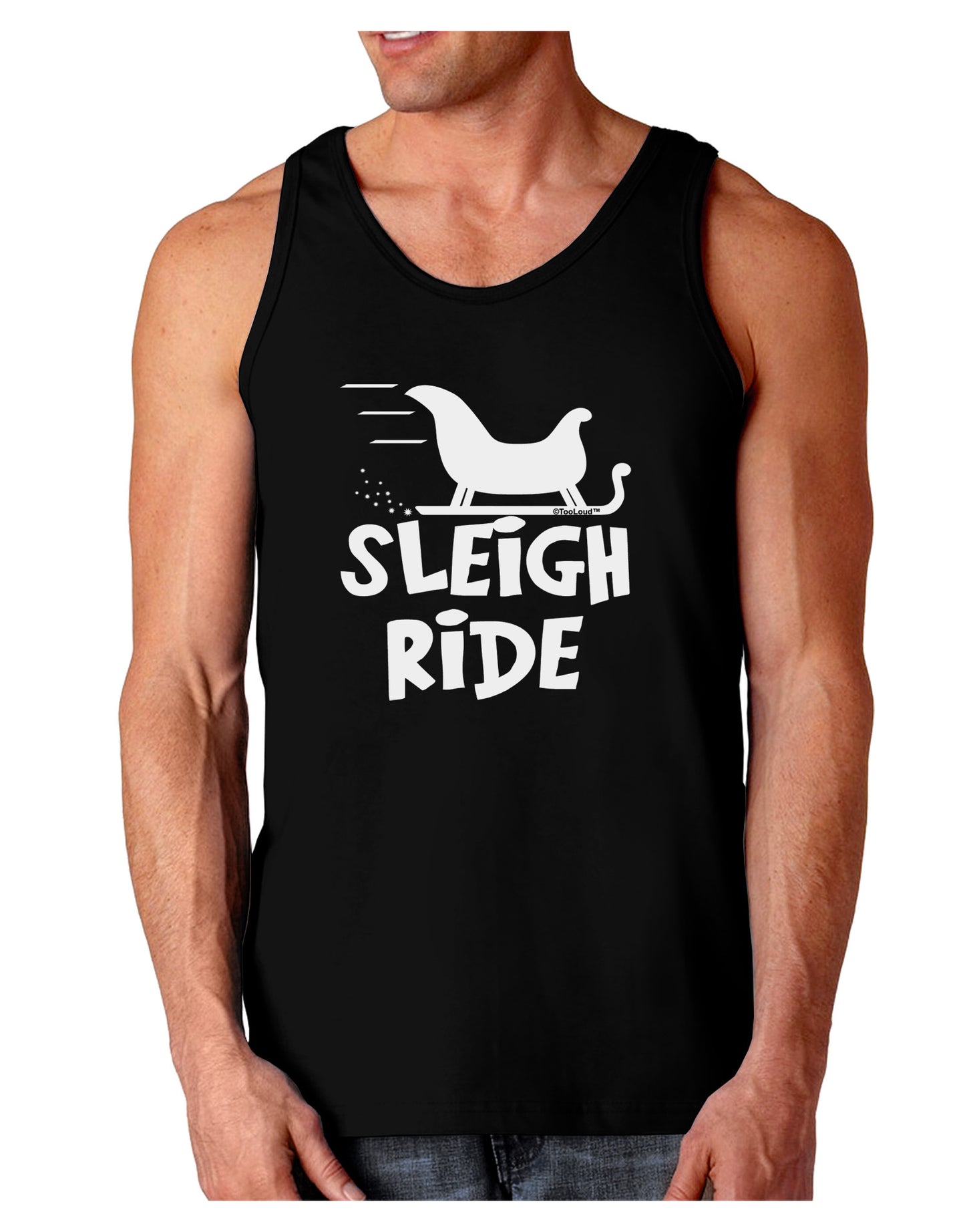 Sleigh Ride BnW Dark Loose Tank Top-Mens Loose Tank Top-TooLoud-Black-Small-Davson Sales