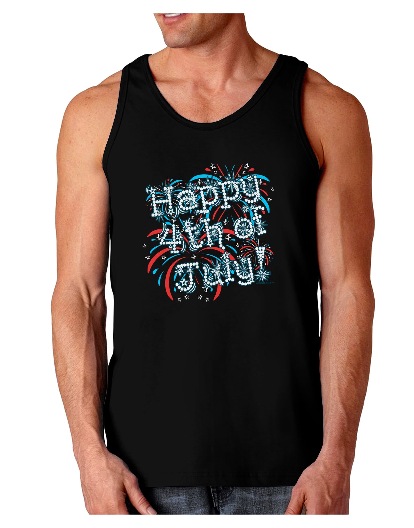 Happy 4th of July - Fireworks Design Dark Loose Tank Top-Mens Loose Tank Top-TooLoud-Black-Small-Davson Sales