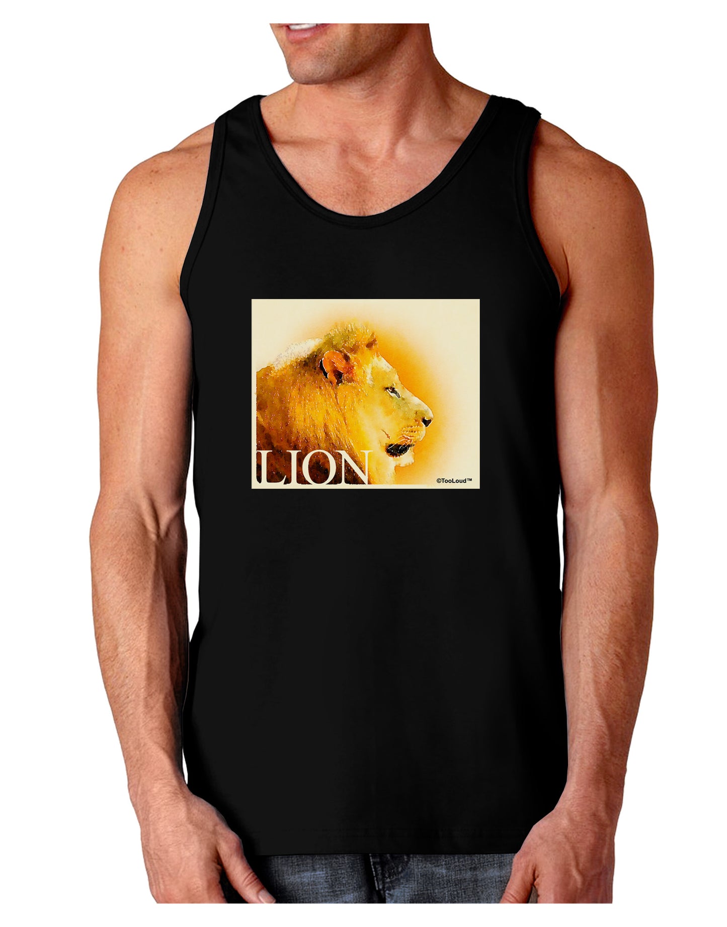 Lion Watercolor 3 Text Dark Loose Tank Top-Mens Loose Tank Top-TooLoud-Black-Small-Davson Sales
