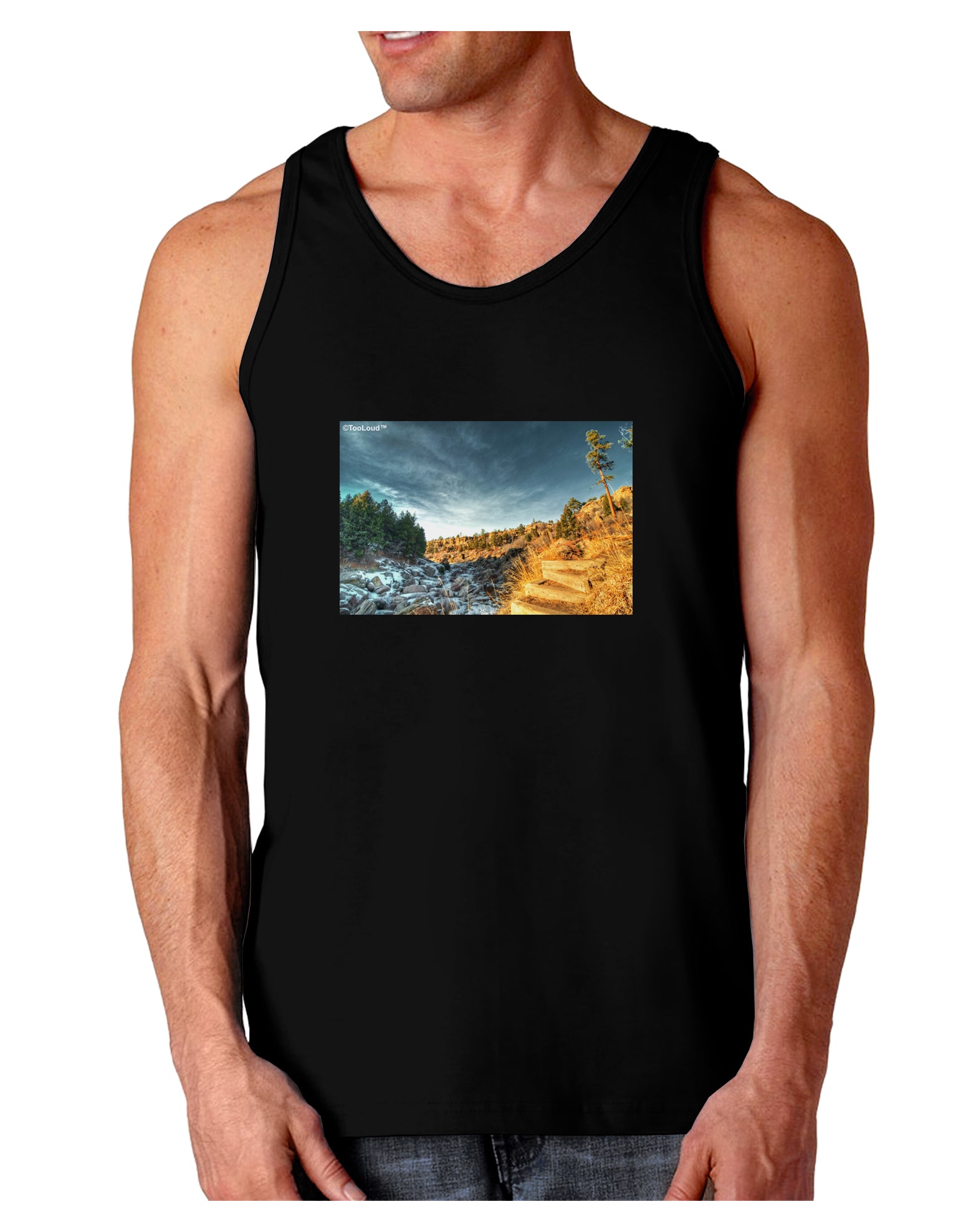 Castlewood Canyon Dark Loose Tank Top-Mens Loose Tank Top-TooLoud-Black-Small-Davson Sales