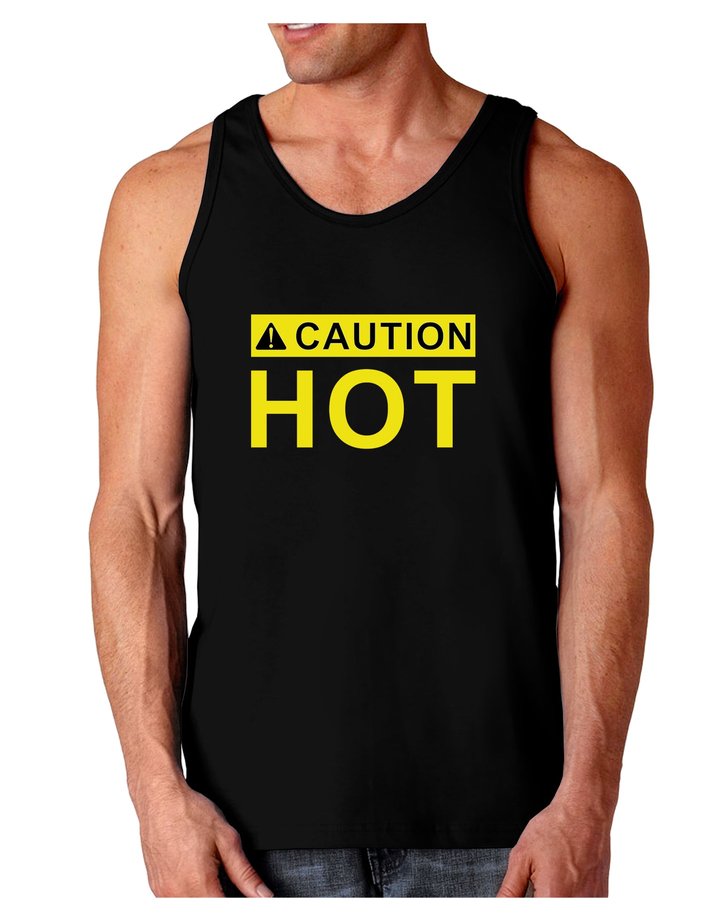 Caution Hot Warning Sign Dark Loose Tank Top-Mens Loose Tank Top-TooLoud-Black-Small-Davson Sales