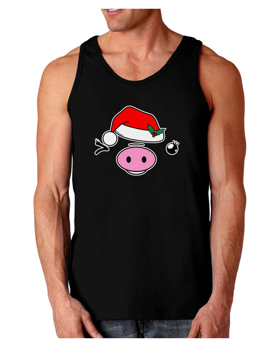 Kyu-T Face Oinkette Santa Hat Girl Pig Dark Loose Tank Top-Mens Loose Tank Top-TooLoud-Black-Small-Davson Sales