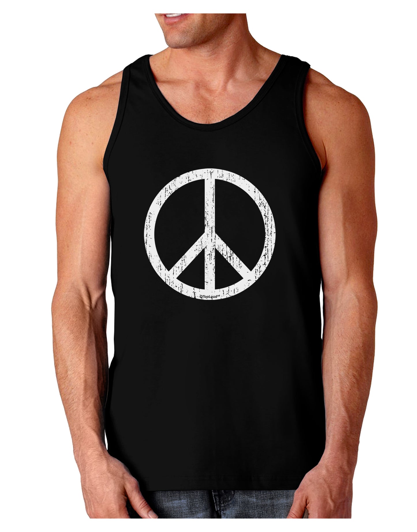 Peace Sign Symbol - Distressed Dark Loose Tank Top-Mens Loose Tank Top-TooLoud-Black-Small-Davson Sales