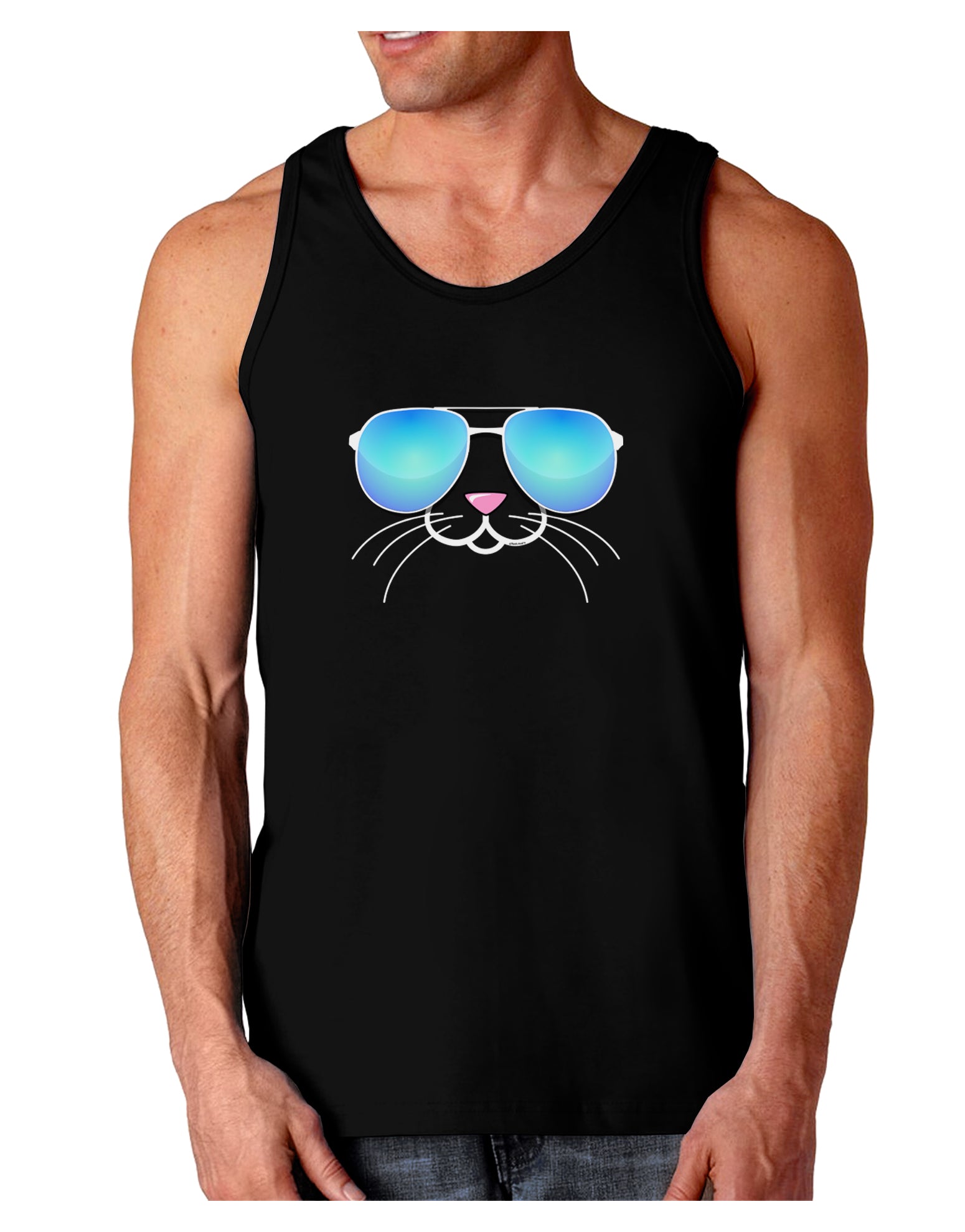 Kyu-T Face - Tiny Cool Sunglasses Dark Loose Tank Top-Mens Loose Tank Top-TooLoud-Black-Small-Davson Sales
