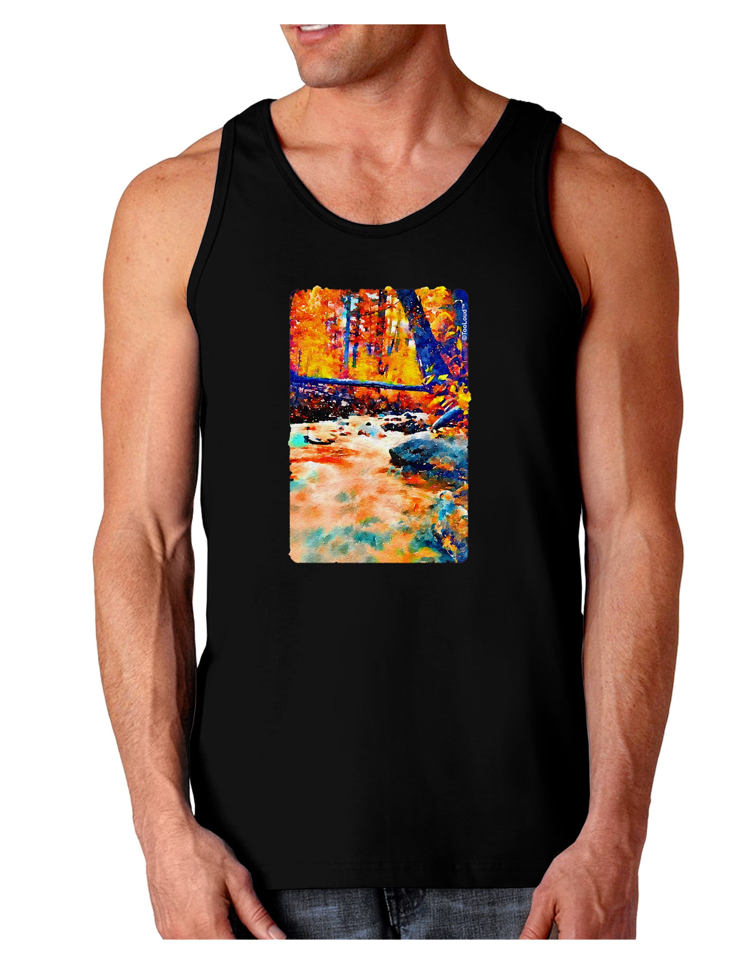 Mt Shavano Colorado Watercolor Dark Loose Tank Top-Mens Loose Tank Top-TooLoud-Black-Small-Davson Sales