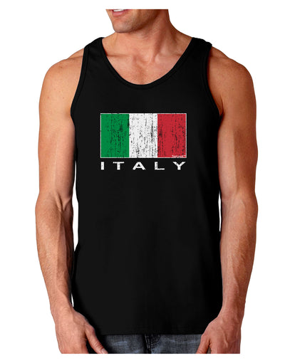 Italian Flag - Italy Text Distressed Dark Loose Tank Top by TooLoud-Mens Loose Tank Top-TooLoud-Black-Small-Davson Sales