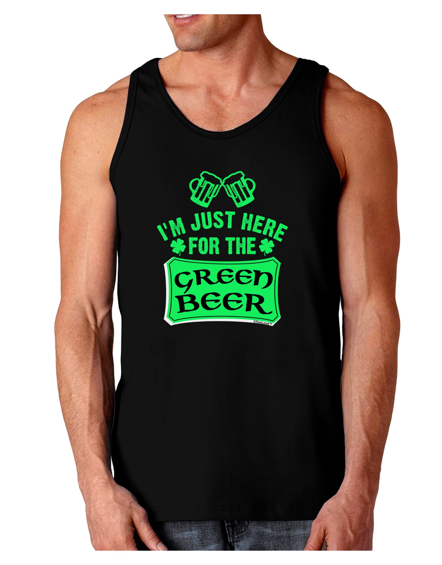 Just Here For The Green Beer Dark Loose Tank Top-Mens Loose Tank Top-TooLoud-Black-Small-Davson Sales