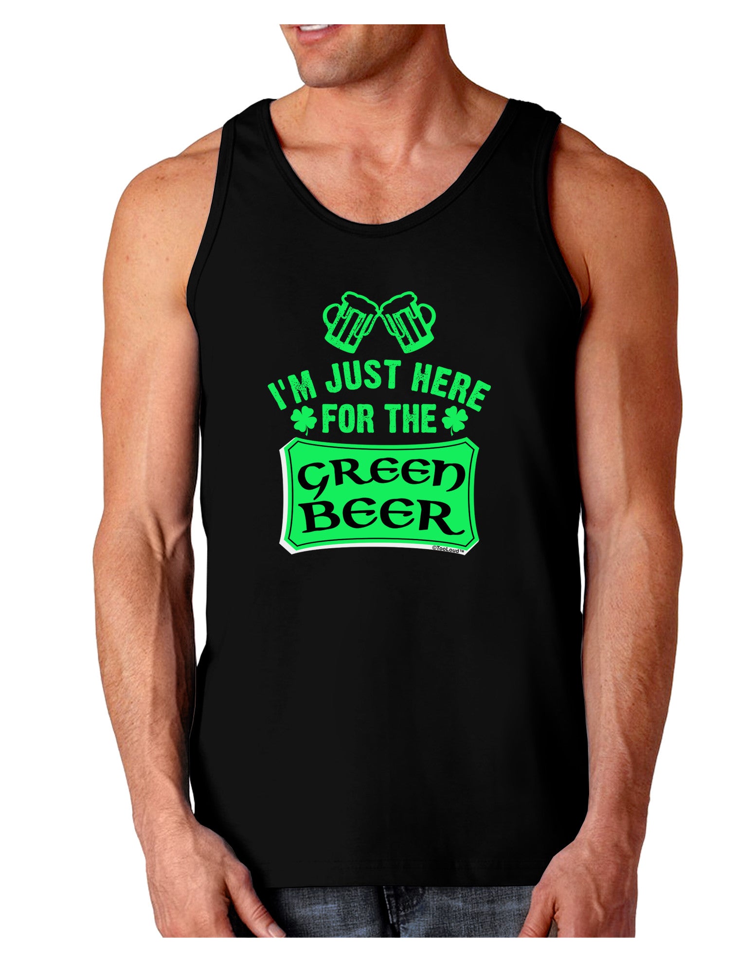 Just Here For The Green Beer Dark Loose Tank Top-Mens Loose Tank Top-TooLoud-Black-Small-Davson Sales