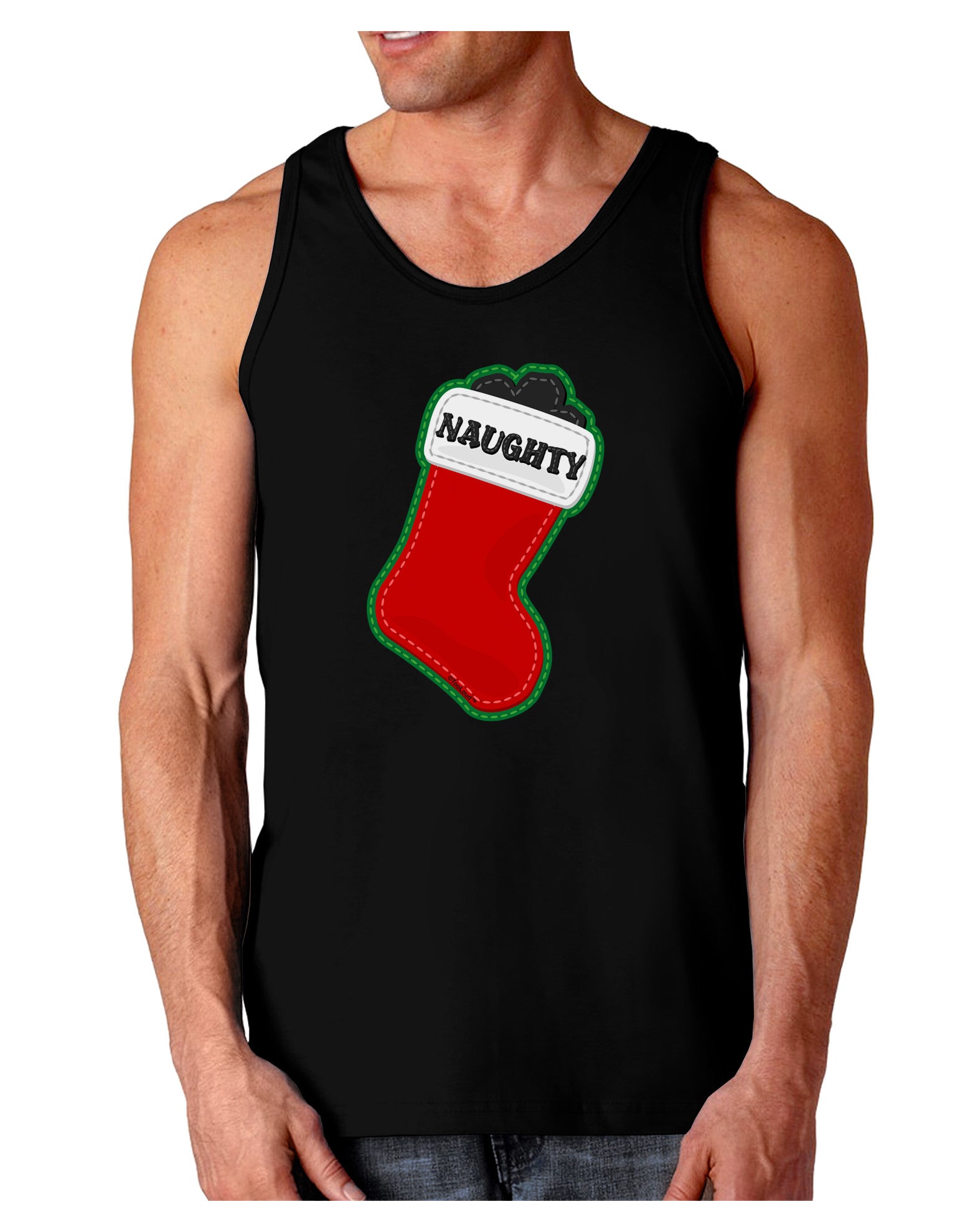 Naughty Coal Cute Christmas Stocking Dark Loose Tank Top-Mens Loose Tank Top-TooLoud-Black-Small-Davson Sales