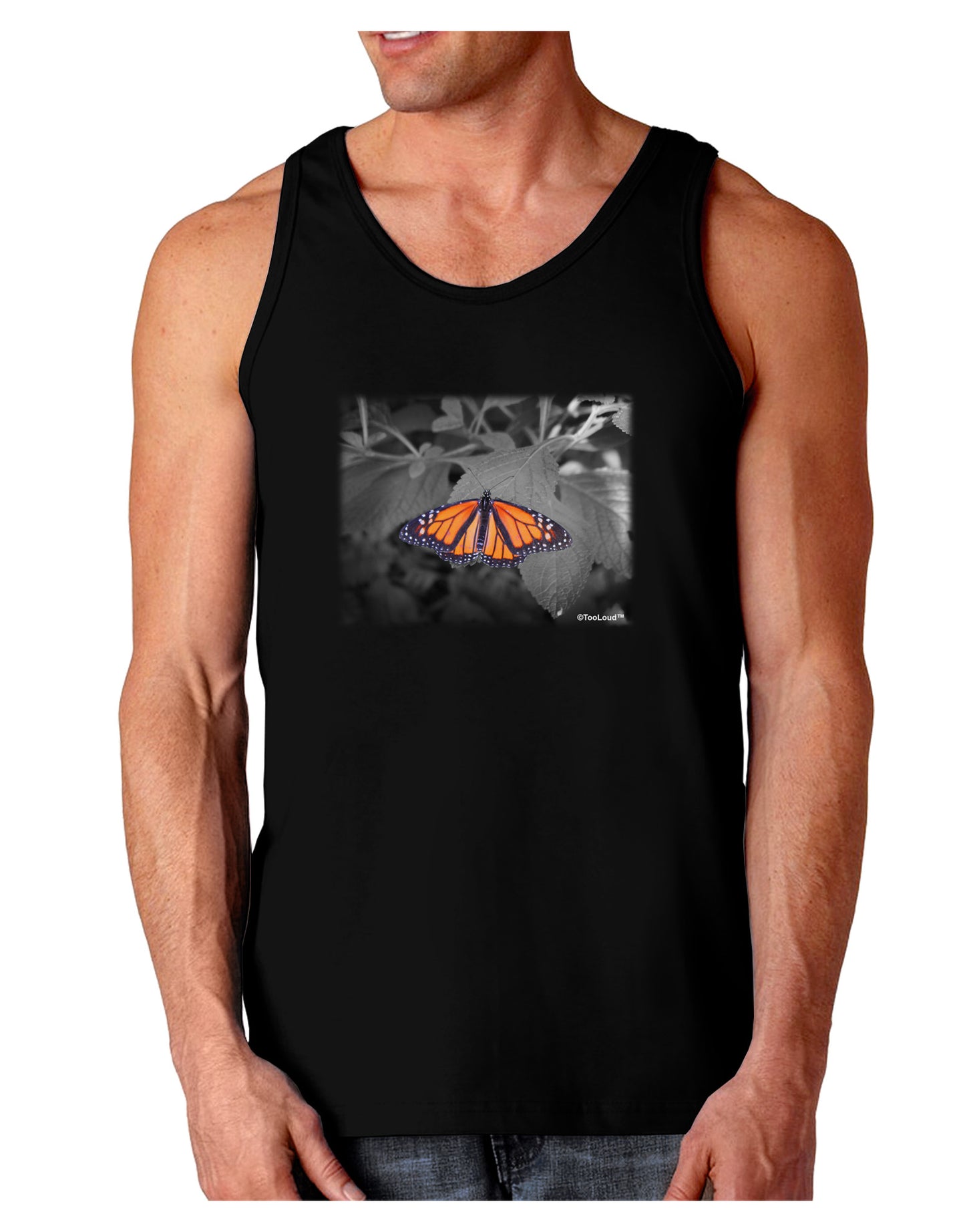 Monarch Butterfly Photo Dark Loose Tank Top-Mens Loose Tank Top-TooLoud-Black-Small-Davson Sales