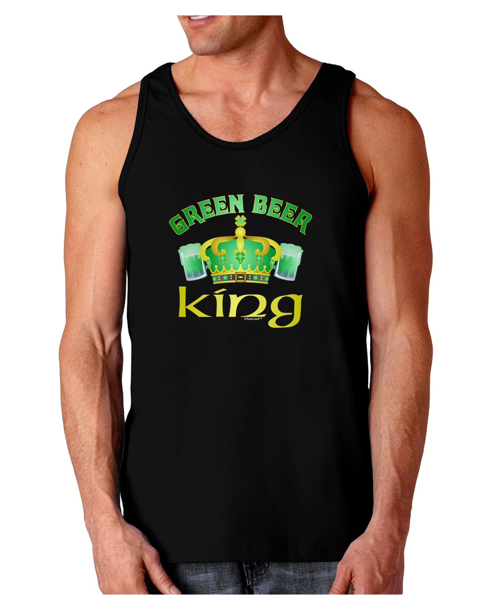 Green Beer King Dark Loose Tank Top-Mens Loose Tank Top-TooLoud-Black-Small-Davson Sales