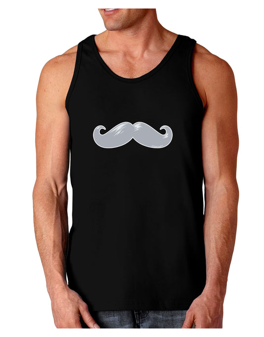 Big Silver White Mustache Dark Loose Tank Top-Mens Loose Tank Top-TooLoud-Black-Small-Davson Sales