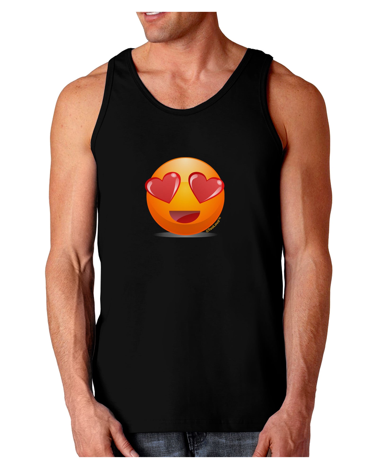 Heart Eye Emoji Dark Loose Tank Top-Mens Loose Tank Top-TooLoud-Black-Small-Davson Sales