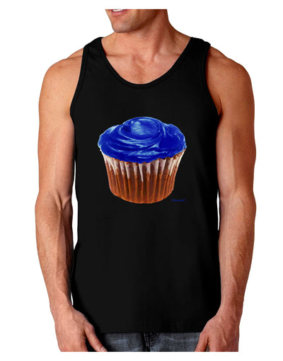 Giant Bright Blue Cupcake Dark Loose Tank Top by TooLoud-Mens Loose Tank Top-TooLoud-Black-Small-Davson Sales