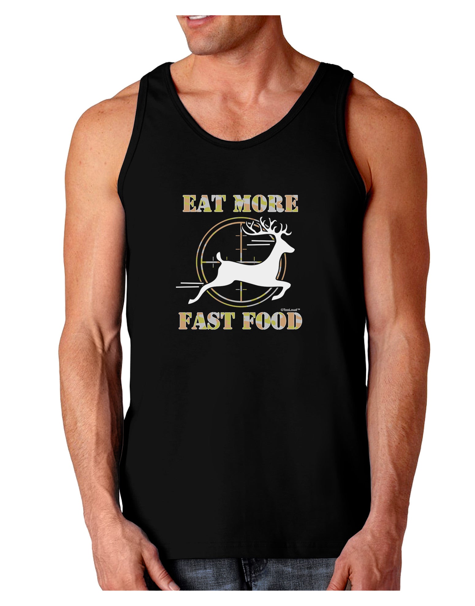 Eat More Fast Food - Deer Dark Loose Tank Top-Mens Loose Tank Top-TooLoud-Black-Small-Davson Sales