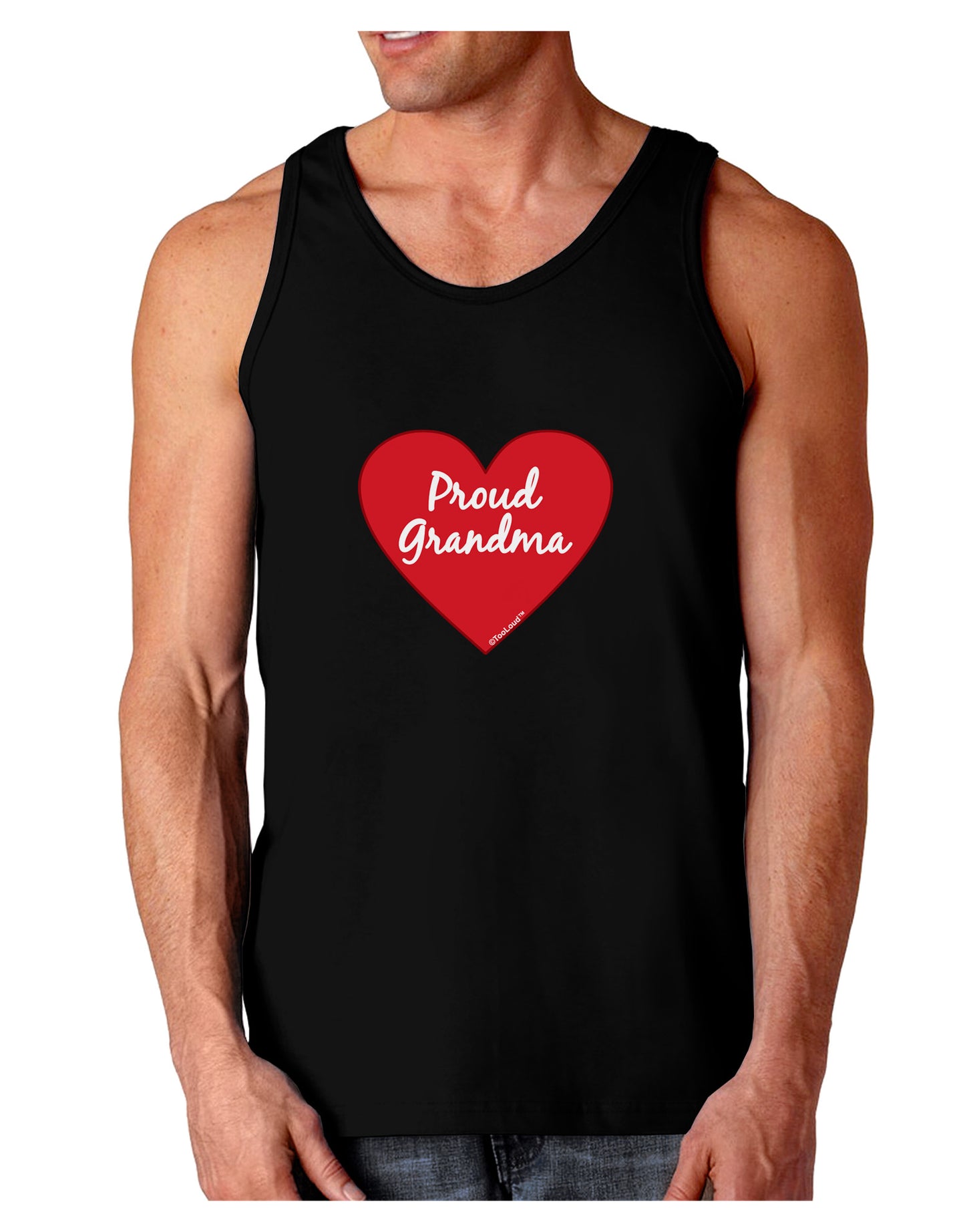 Proud Grandma Heart Dark Loose Tank Top-Mens Loose Tank Top-TooLoud-Black-Small-Davson Sales