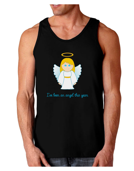 I've Been An Angel This Year Cute Christmas Angel Dark Loose Tank Top-Mens Loose Tank Top-TooLoud-Black-Small-Davson Sales
