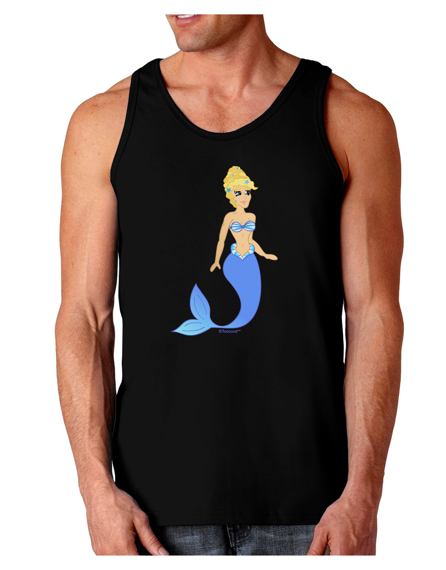 Mermaid Design - Blue Dark Loose Tank Top-Mens Loose Tank Top-TooLoud-Black-Small-Davson Sales