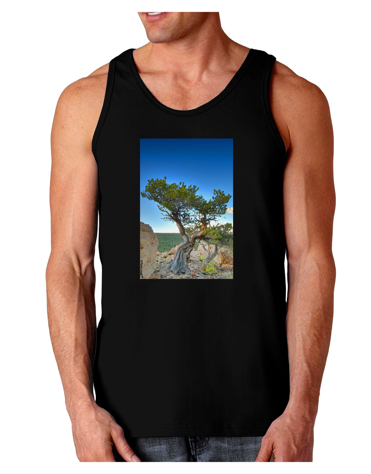 Colorado Landscape Tree Dark Loose Tank Top-Mens Loose Tank Top-TooLoud-Black-Small-Davson Sales